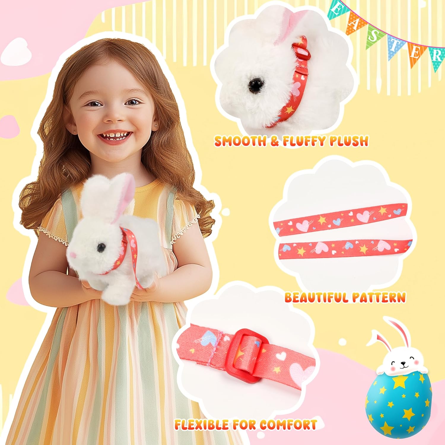Bunby Easter Robot Bunny Pal - Interactive Plush Toy with Sounds & Hopping Action | White