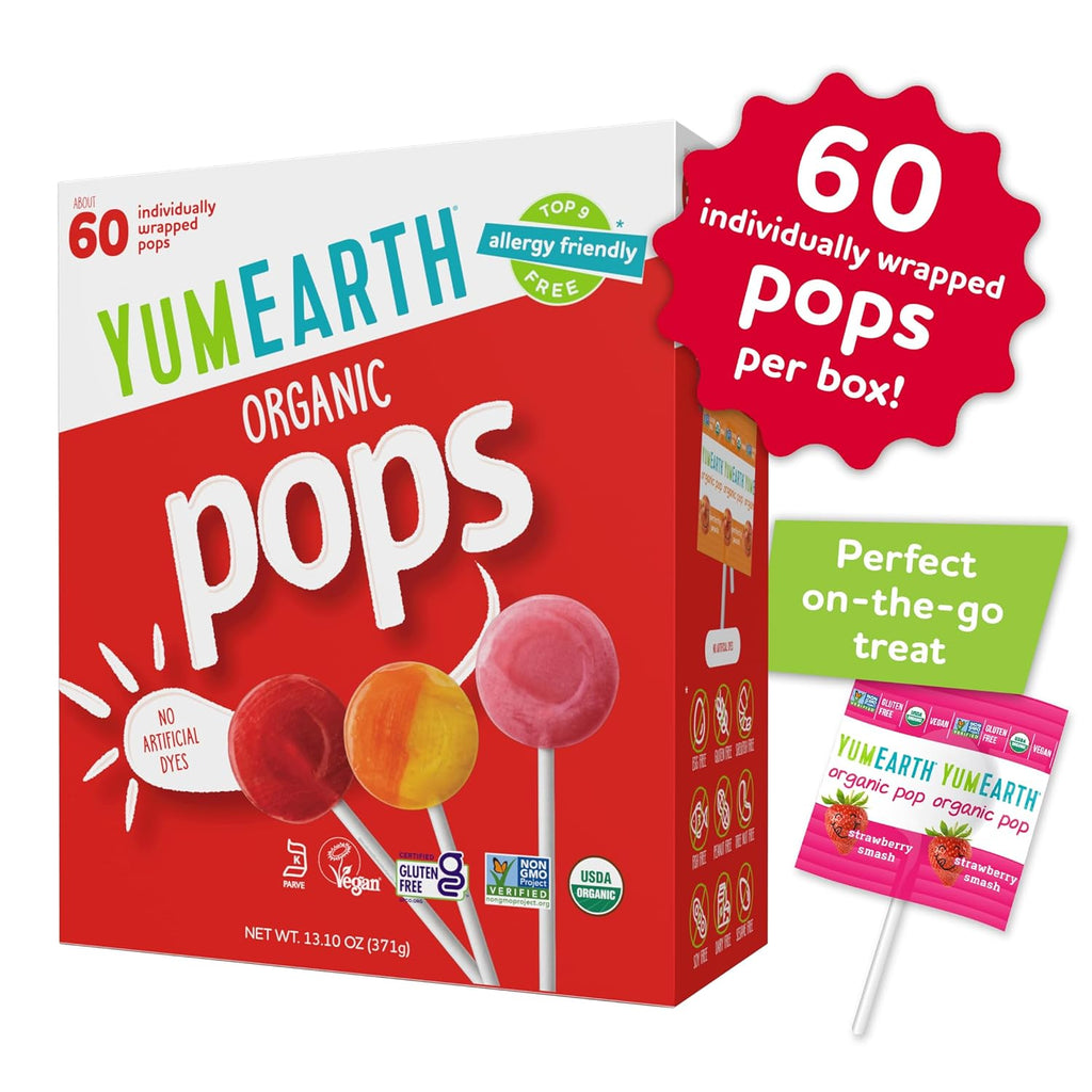 YumEarth Organic Lollipops Variety Pack - 60 Allergy-Friendly, Gluten-Free, Vegan Treats