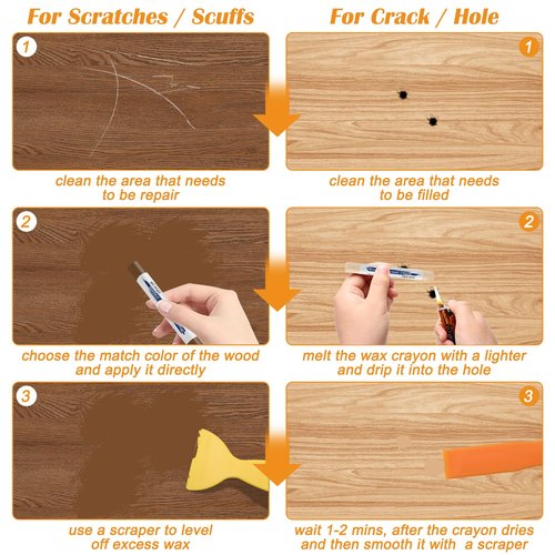 30+2P Wood Filler Sticks, Windspeed 30 Colos Wood Filler Putty Wax Crayons Furniture Repair Kit Putty Stick for Baseboard Cabinets Furniture Floors(with 2 Scrapers)