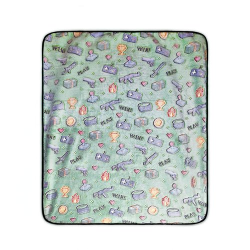 Glow in The Dark Gaming Throw Blanket for Kids, Ultra-Soft Fleece Gamer Blanket with Glow Dark Icons, Cozy Lightweight Flannel Blanket for Boys Girls Bedroom, Couch & Travel (Green, 50”x60”)