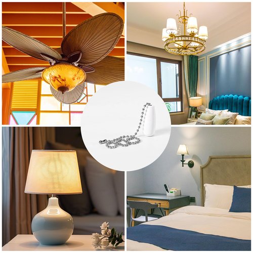 lasuroa 8pcs Ceiling Fan Pull Chain Extenders, 13 Inch Wooden Beaded Balls Light Pull Chain Extension Decorative Ornaments Pendant for Ceiling Fan Light Lamp Fixtures Decoration (White+Brown)