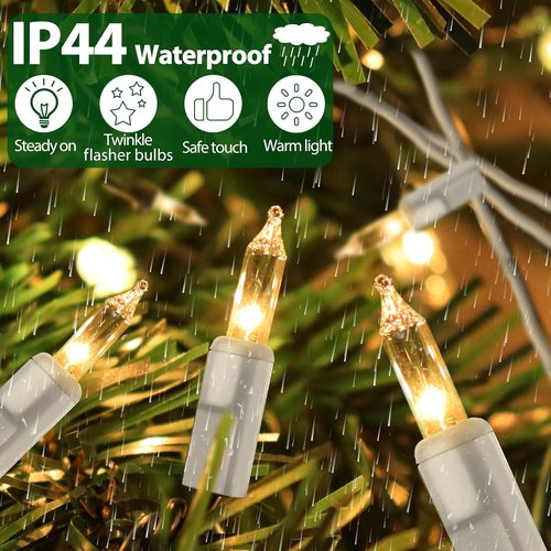 Clear Christmas Lights - 33FT Warm White Mini Lights with 100 Incandescent Bulbs | Indoor & Outdoor Holiday Decor