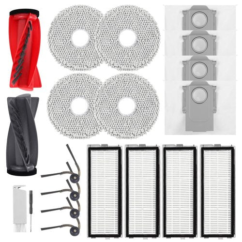 20 Pack Replacement Parts for Roborock Qrevo S5V/Qrevo Curv/Qrevo Curv S5X/Qrevo Edge S5A Series Robot Vacuum Cleaner Accessories, 1 Main Brush, 4 HEPA Filters, 4 Dust Bags, 4 Mop Pads, 4 Side Brushes