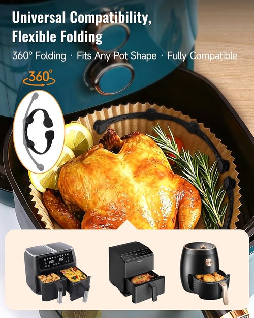 Air Fryer Magnets - 4Pcs Non-Segmented Silicone Buckle Accessories for Safe Parchment Paper Use