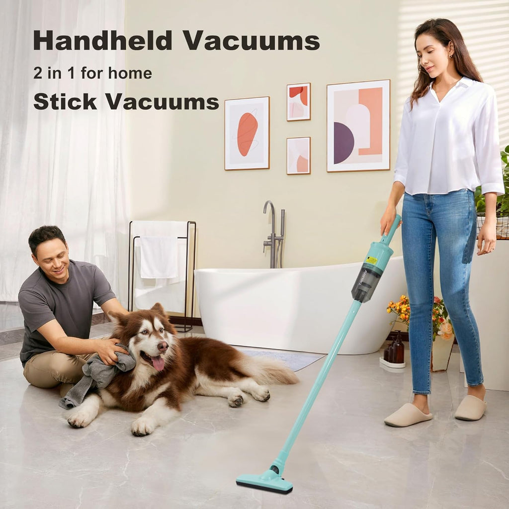 Skiennix 6-in-1 Rechargeable Stick Vacuum Cleaner - Handheld Versatility for All Surfaces | Green