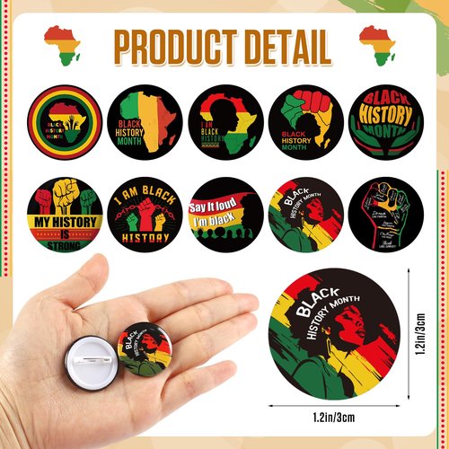 Ouvibor 60 Pcs Black History Month Gift Set Black History Slap Bracelets with Button Pins Blac Historys Slap Bracelets Badges Blac Historys Months Favors for Teen Adult