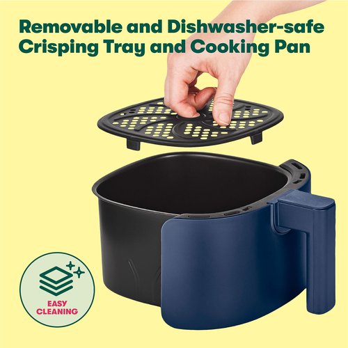 BELLA 2.9QT Manual Air Fryer, No Pre-Heat Needed, No-Oil Frying, Fast Healthy Evenly Cooked Meal Every Time, Removeable Dishwasher Safe Non Stick Pan and Crisping Tray for Easy Clean Up, Matte Blue