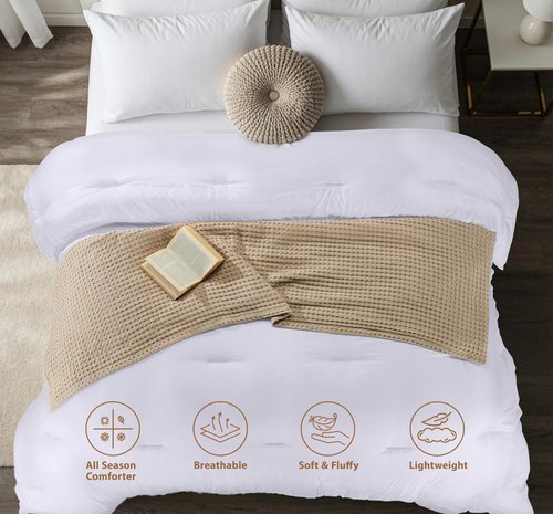 Utopia Bedding Comforters Queen Size, All Season Duvet Insert, Down Alternative Queen Comforter with Corner Tabs, Machine Washable Bed Comforter 88 x 88 Inches (White)