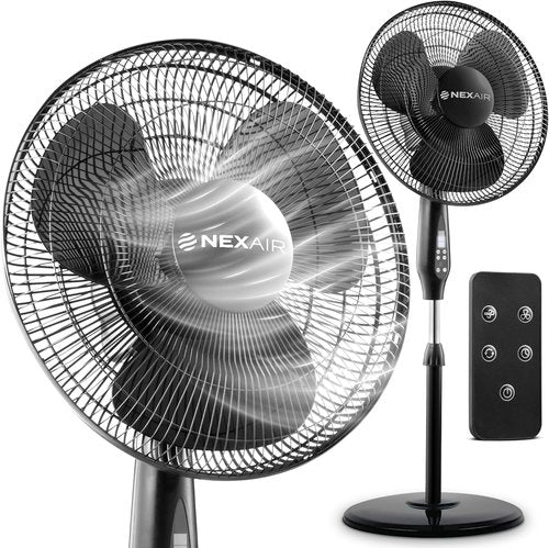 NEXAIR 16-Inch Oscillating Pedestal Fan - Quiet Operation, Remote Control, Adjustable Height | Ideal for Office & Living Room