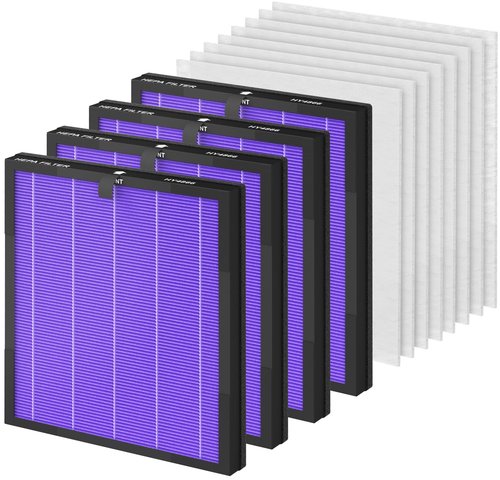 GoKBNY HY4866 HEPA Replacement Filter Compatible with MORENTO HY4866,WESTHEY HY4866, YIOU M1 ＆ FETIONS FT5000 Purifier, 4 Pack (4 Pack + 8 Extra Pre-Filter) Multifunctional Version Violet