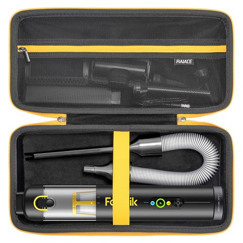 RAIACE Car Vacuum Case, Hard Travel Storage Case Compatible with Fanttik V8 Apex/Slim V8 Mate/ V10 Apex Car Vacuum, Carrying Bag with Mesh Pocket for Accessories. (Case Only) - Black (Black Lining)