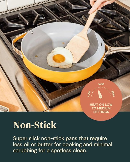Caraway Non-Stick Ceramic Cookware Set - 12-Piece Oven Safe Pots, Pans & Lids | PFAS & PFOA Free - Gray