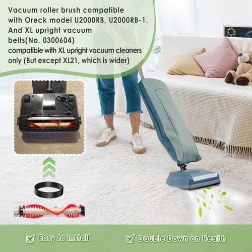 Landhoow XL Vacuum Brush Roller replacement parts with Vacuum Belt Compatible with Oreck XL Parts, Cleaner Belt compatible with 0300604, Upright Replacement Part for House and Office Clean(1 Pack)