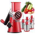 GDL Rotary Cheese Grater Hand Crank with 5 Interchangeable Blades - Upgraded Cheese Shredder Featuring Strong Suction Base for Cheese Shredding, Wavy Slicing, Nut Grinding, Ice Shaving
