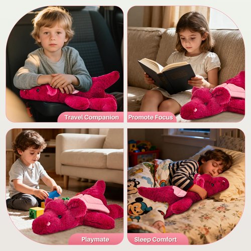 Gisqis 4Pounds Red Dragon Plush 23.6" Weighted Dragon Stuffed Animals Soft Giant Stuffed Dragon Weighted Dragon Stuffy Plushies Body Pillow Easter Birthday Gifts for Kids