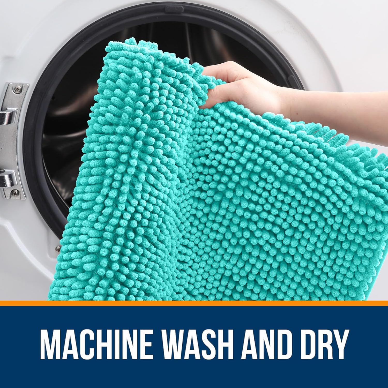 OLANLY Bathroom Runner Rugs - Extra Soft Chenille Bath Mats | Quick Dry, Machine Washable, 47x24, Teal