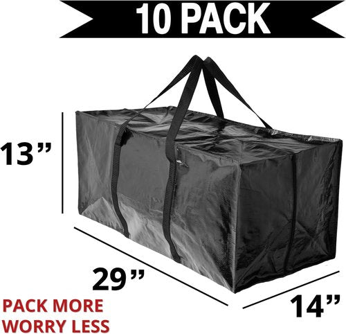 BAG-THAT! Heavy Duty Extra Large Moving Bags - Stronger Handles & Zippered Storage Totes