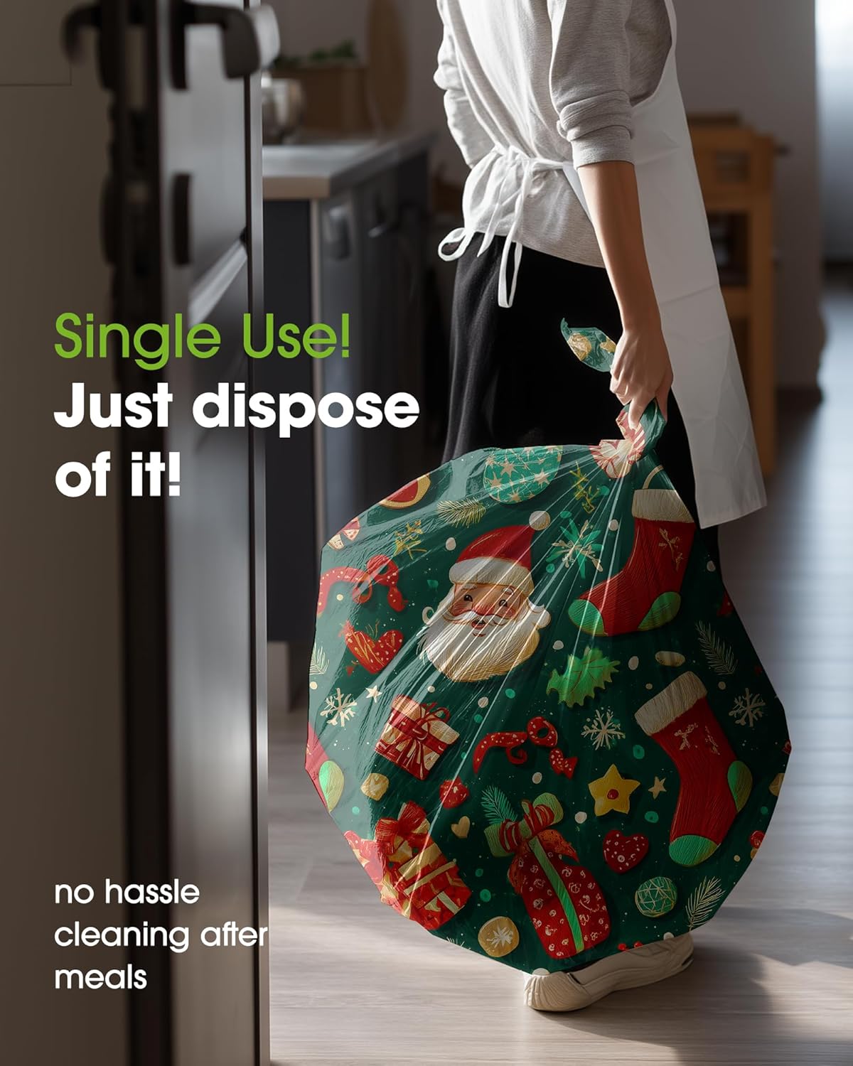 Pureegg Disposable Table Cloths - 10 Pack, 54 x 108 Inch, Sturdy & Leakproof Christmas Green for Parties
