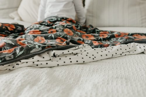 Large Premium Knit Baby 3 Layer Stretchy Quilt Blanket"Poppy" by Copper Pearl