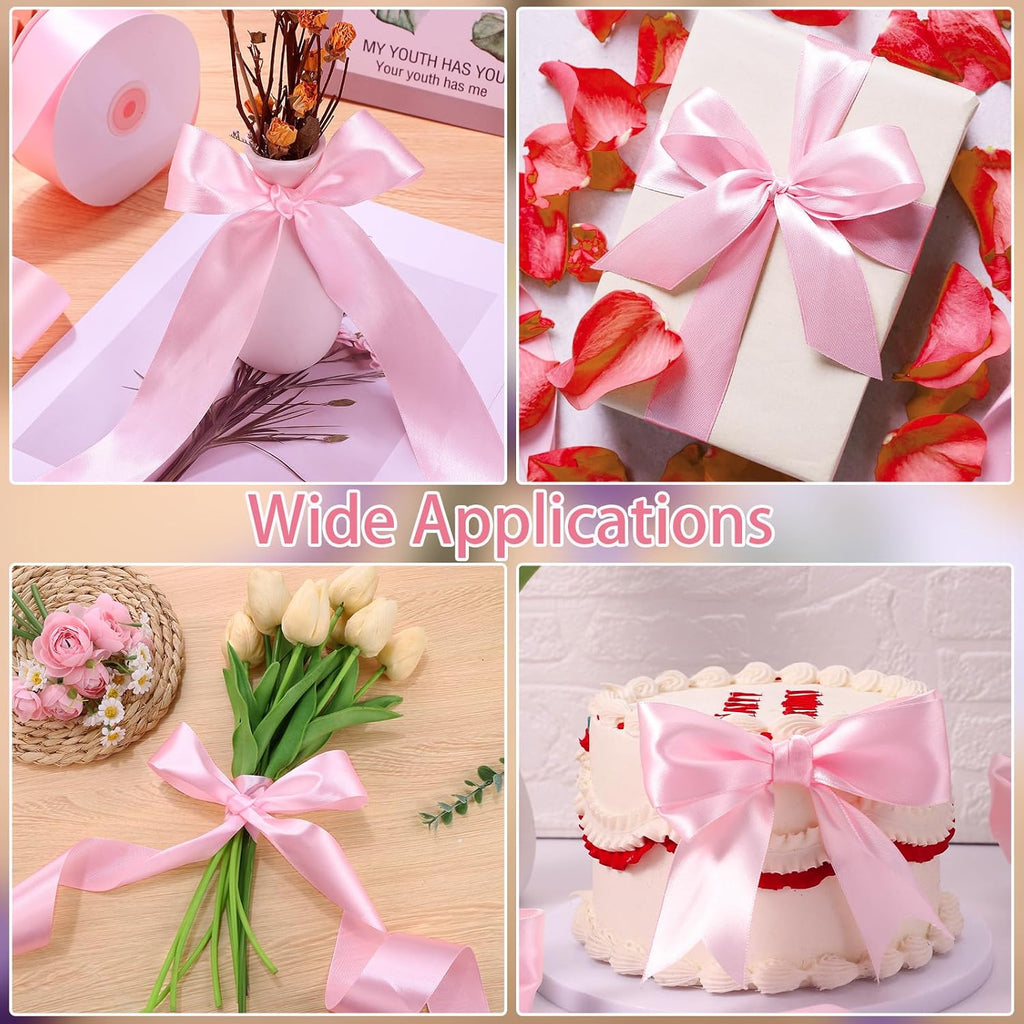 Woric Pink Ribbon - 1.5 Inch Light Pink Satin Ribbon | 60 Yards for Weddings & Crafts