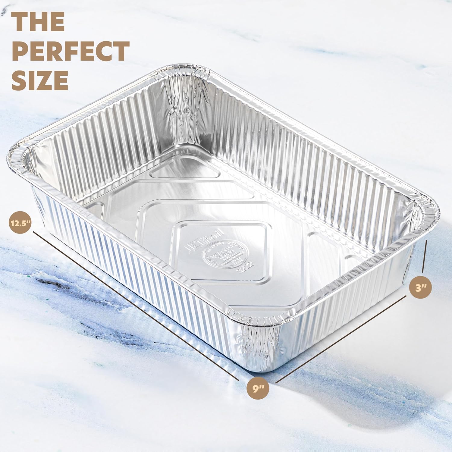 PlasticPro Aluminum Pans - Heavy Duty Disposable Baking Pans with Covers | 12.5'' x 9'' | 10 Pack