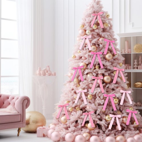LOYIM 36 Pieces Easter Day Velvet Bow Easter Ribbon Wreath Bow Bulk Spring Crafts Gift Pretied Set for Garland Home Wedding Holy Week Decor(Pink,1'' Wide)