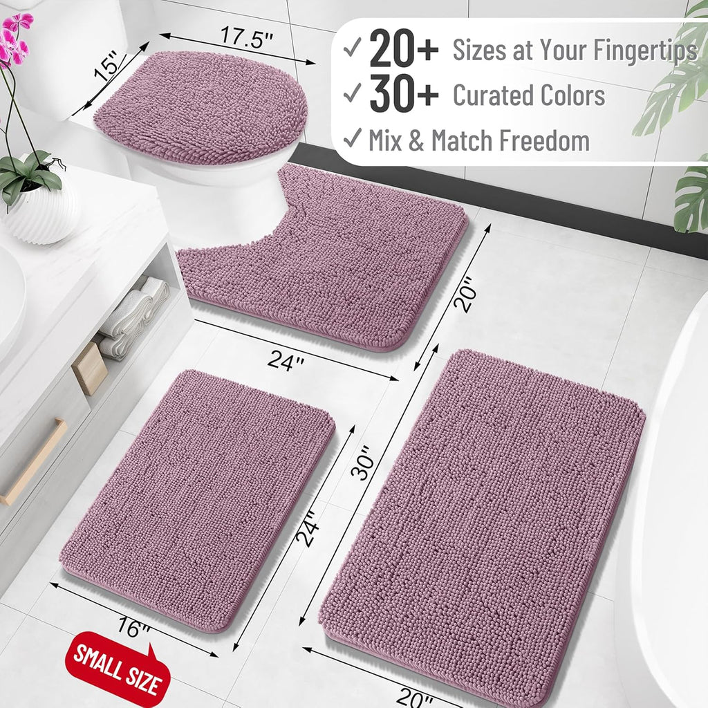 OLANLY Bathroom Rugs - Extra Soft Chenille Bath Mats with Rubber Backing | 40x32, Deep Plum, Quick Dry