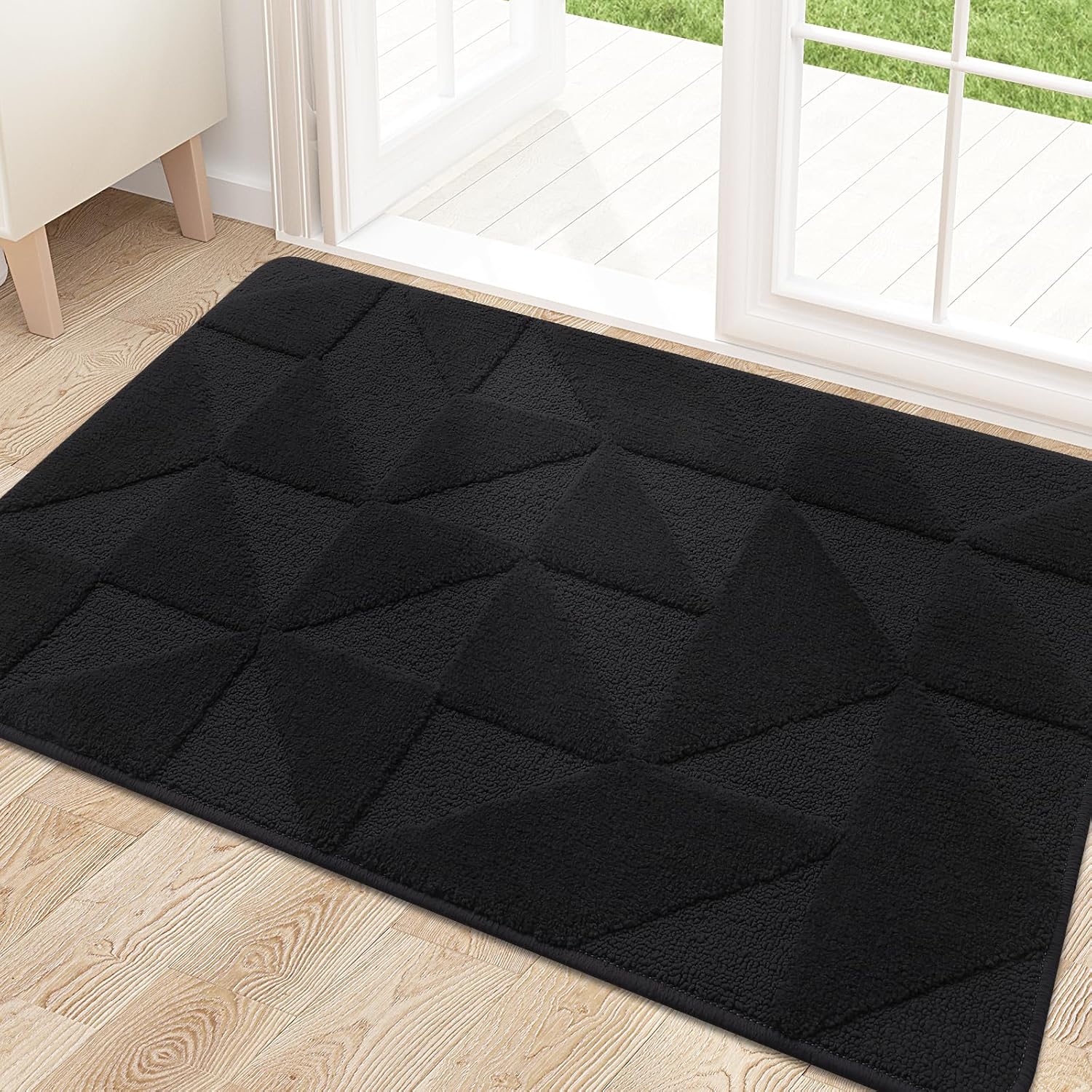 OLANLY Indoor Door Mat - Non-Slip, Absorbent, Washable Entryway Mat | Low-Profile Design (32x20 inches, Black)