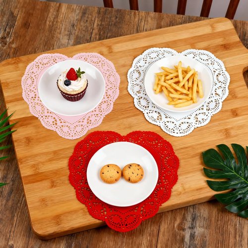 WYTAOHZL 300 Pieces Heart Paper Doilies 10 Inch Valentine's Heart Shaped Doilies for Food Cakes Desserts