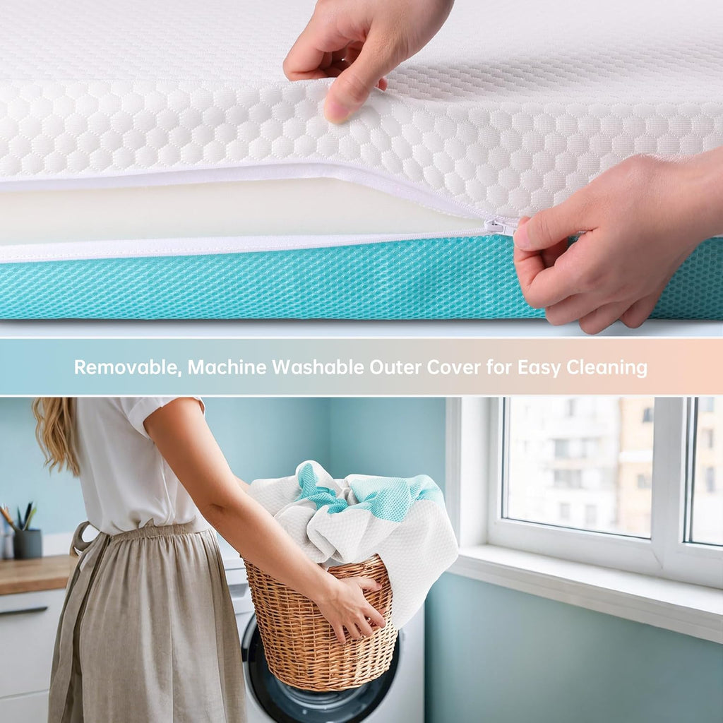 TeQsli Crib Mattress - Memory Foam Toddler Mattress with Breathable Washable Cover | Standard Size 52 x 27.6 x 4.5 Inch