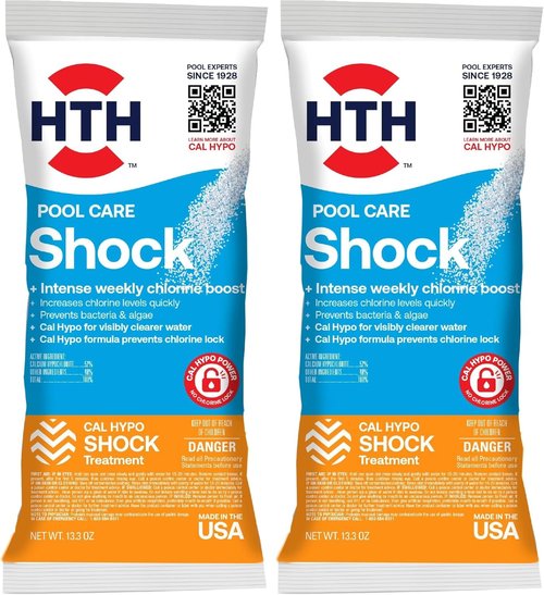 HTH Pool Shock - Cal Hypo Formula | Boost Chlorine Levels | 13.3oz Pack of 2 for Swimming Pool Care