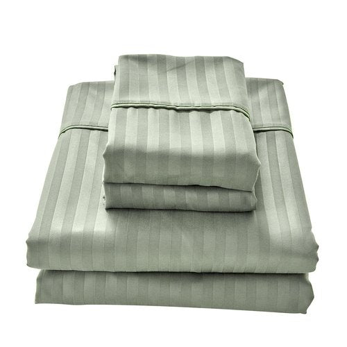 Kingnex Striped Sofa Bed Sheets Queen for Sleeper Sofa Bed Soft Double Brushed 4 Piece Bedding Pillowcase Set (60"x74"x6") Sage