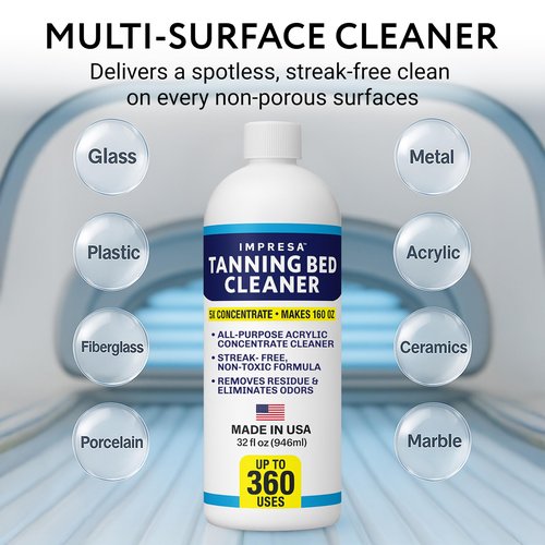 IMPRESA Tanning Bed Cleaner 32oz Professional All Purpose Surface Cleaner Spray for Acrylic Tanning Beds & Booths – Streak-Free, Fast-Drying Cleaner for Salons, Spas & Home Use