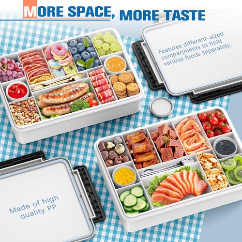 TENDWARE Chilled Portable Snackle Box Container Beach Essentials Insulated Bag Keep Food Warm, Divided Serving Tray Reusable Ice Pack Road Trip Essentials for Charcuterie Snack Picnic