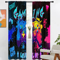 Kikiry Gaming Curtains 42" W x 84" L Graffiti Gamepad for Gamer Boys Kids Teen Colorful Splashed Ink Cute Game Controller Playroom Living Room Bedroom Window Drapes Treatment Fabric 1 Pair