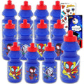 Spidey and Friends Reusable Water Bottles - 12 Piece Bundle of 11oz Bottles with Pull Top Lids Plus More | Spidey & His Amazing Friends Sports Bottles