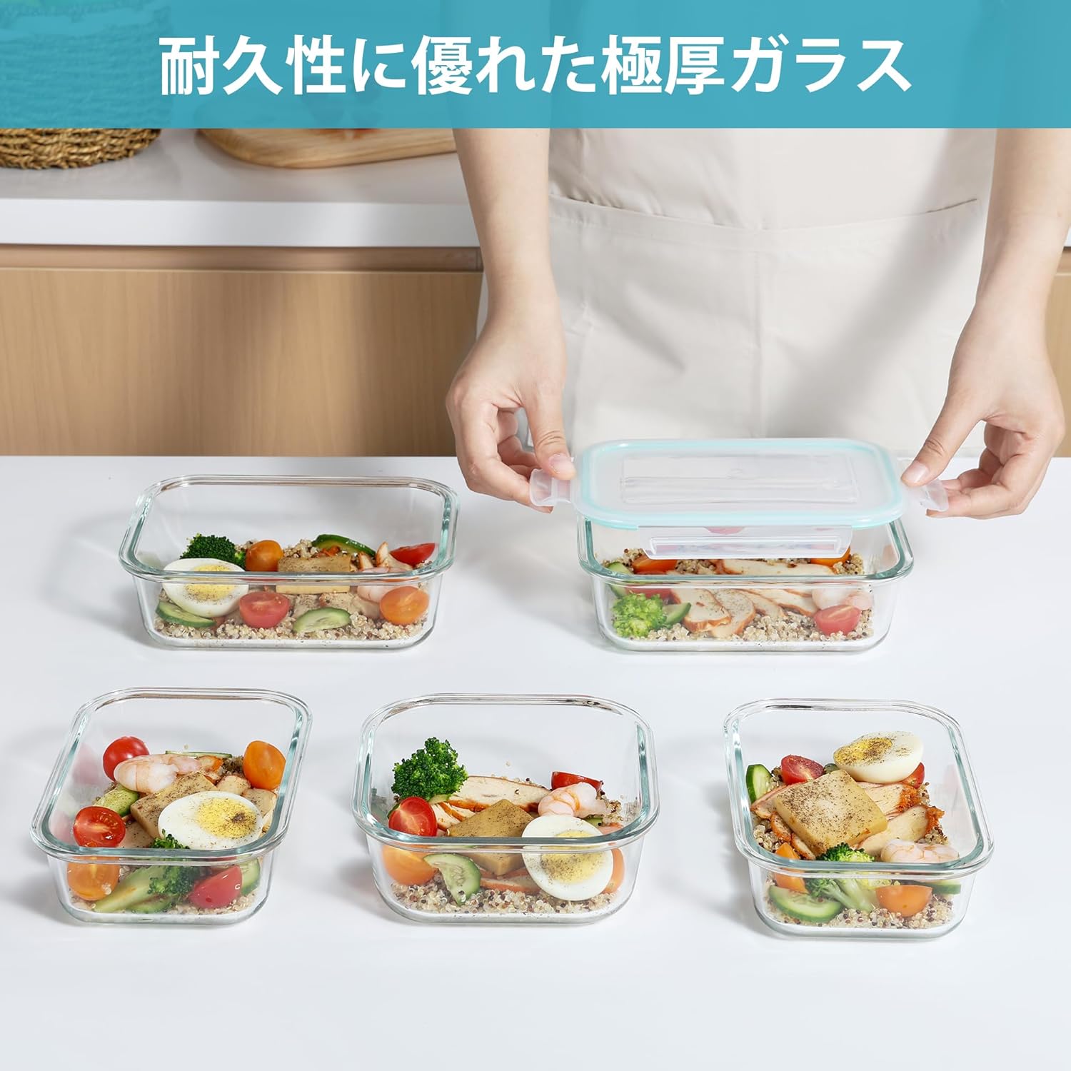 Vtopmart Glass Food Storage Containers - 8 Pack with Airtight Lids | BPA Free, Microwave & Oven Safe