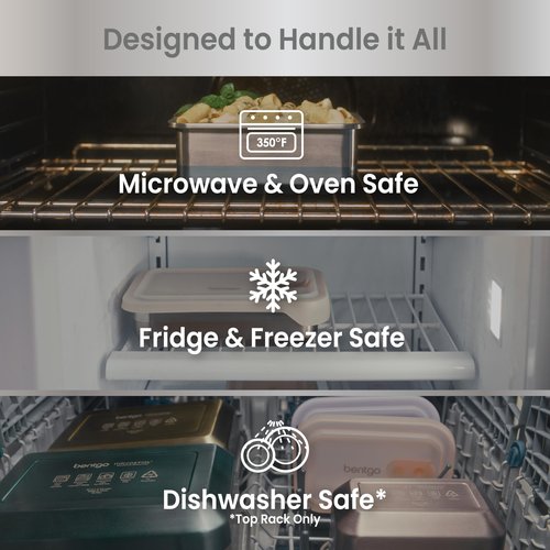Bentgo MicroSteel Heat & Eat Container – Microwave-Safe, Leak-Proof & Airtight, Easy-to-Clean Lightweight Stainless Steel Reusable Food Storage with Silicone Lid (Lunch Size; 3-Cup Capacity; Dusk)