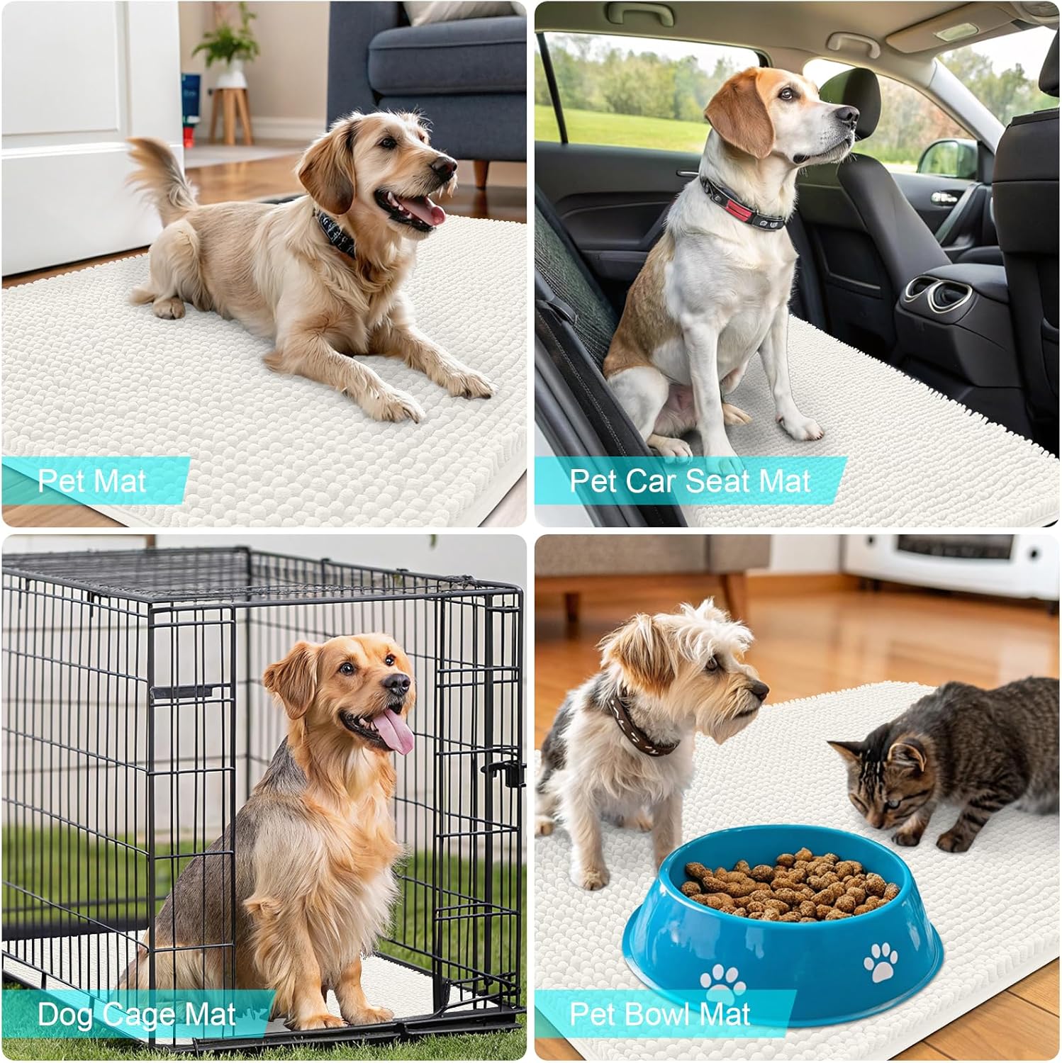 OLANLY Dog Door Mat - Absorbent Non-Slip Chenille for Muddy Paws | 24x16 Ivory Indoor Entryway Carpet