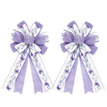 Craflox Spring Summer Lavender Bow Decorations, 2 Pcs Lavender Butterfly Bows for Wreaths, Spring Summer Purple Bow Ornaments for Tree, Spring Tree Topper Bows