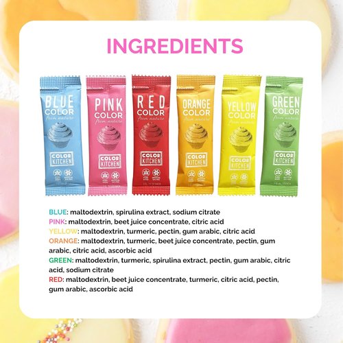 Color Kitchen | Vibrant 6-Pack Food Coloring - Plant-Based, Gluten-Free, Vegan, Non-GMO