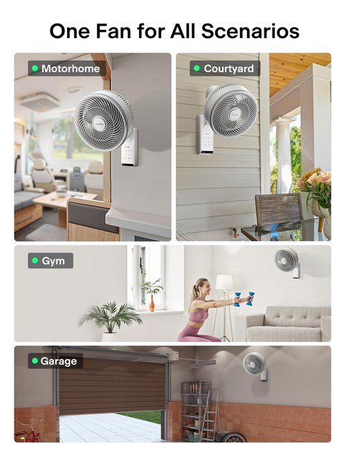 PELONIS 14 inch Wall Mount Fan with Remote Control, Osicllating Fan with 26ft Powerful Airflow, 3 Speed & 3 Modes, Auto 90° Horizontal & 68° Vertical Tilt, Indoor, 36dB, Ideal for Home, Garage, Gym