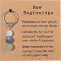 Natural Crystals Keychain Gift for New Beginnings, New Beginnings Gifts for Coworker Anxiety Relief Keychain for Women
