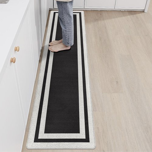 ATRUG Anti Fatigue Kitchen Mat Long Kitchen Mats for Floor Non Slip Waterproof Kitchen Rug Kitchen Runner Kitchen Floor Mats Cushioned Anti Fatigue for Kitchen Sink Office Laundry 17.3" x 70.8" Black