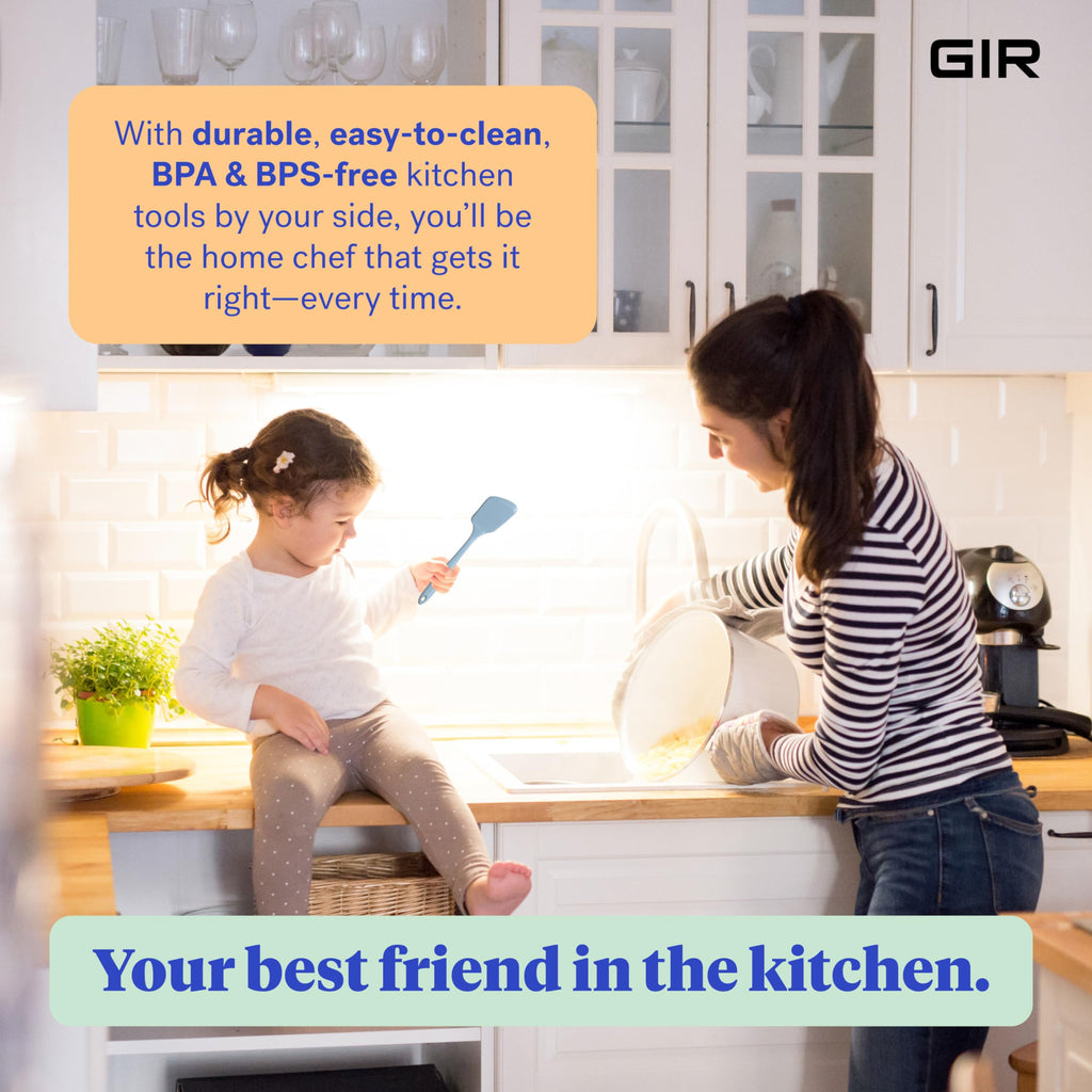 GIR: Get It Right Kitchen Silicone Spatula Turner - Non-Toxic Cooking Utensils for Nonstick Cookware, Cooking and Baking, Mini Flip- 11IN - Slate