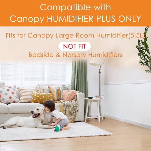 Smilefil 3 Pack Large Room Humidifier Filters Replacement Wick Filters Compatible with Canopy Humidifier Plus ONLY （5.5L）(Don’t fit for Bedside or Nursery)