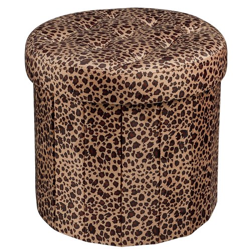 Bsketa Storage Ottoman, Folding Foot Stool with Thicker Foam Padded Seat Small Velvet Storage Ottoman Foot Rest for Living Room Foldable Coffee Table 14x14x13in, Leopard Print