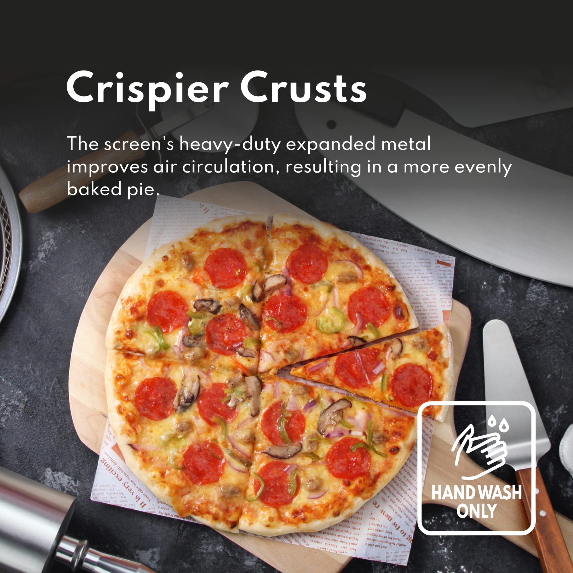 New Star Foodservice Restaurant-Grade Seamless Aluminum Pizza Baking Screen, 16 Inch