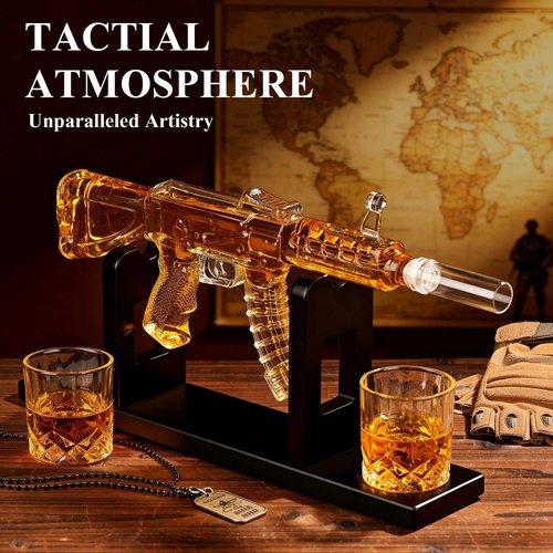 PONPUR Gifts for Men Dad, Whiskey Decanter Set with 2 Glasses, Unique Birthday Anniversary Retirement Gifts for Husband Him Grandpa, Cool Bourbon Scotch Gift for Man Cave Bar Decor