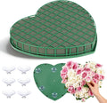 STOBOK Floral Foam Hearts - Heart-Shaped Floral Foam Cage with 5 Suction Cups for Fresh & Artificial Flowers | Green, 12.2 x 11.4 in